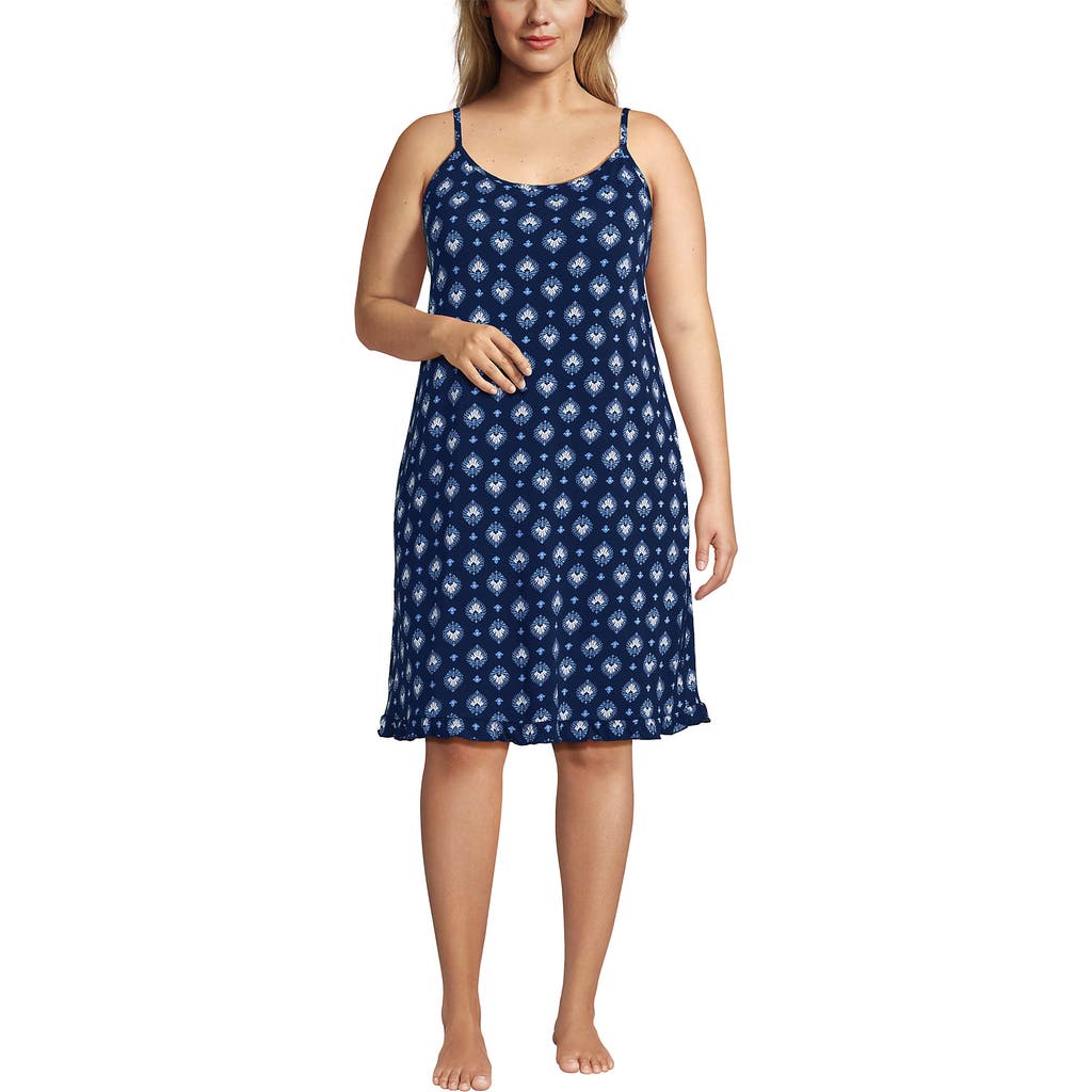 Lands' End Plus Size Cooling Knee Length Slip Nightgown