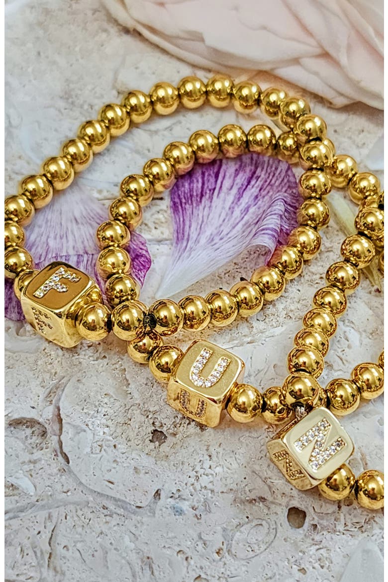 Set of 2 Gold Plated Stretch Bracelets, Alternate, color, GOLD-U