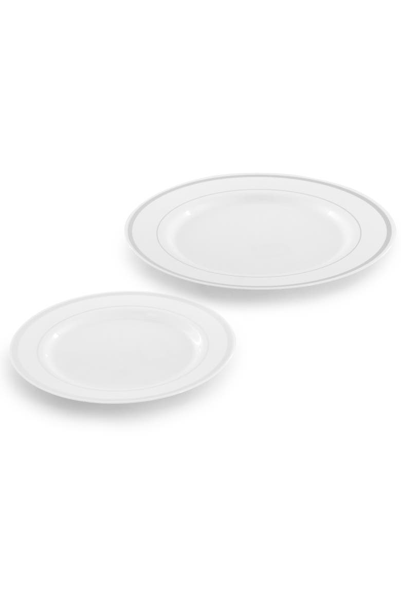 150 Piece Disposable Plastic Dinnerware Party Set, Alternate, color, Silver