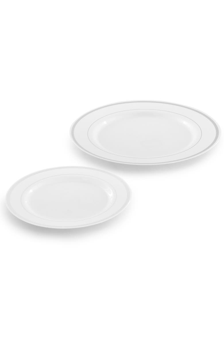 Elama Disposable Plastic Dinnerware Party Set, Alternate, color, Silver