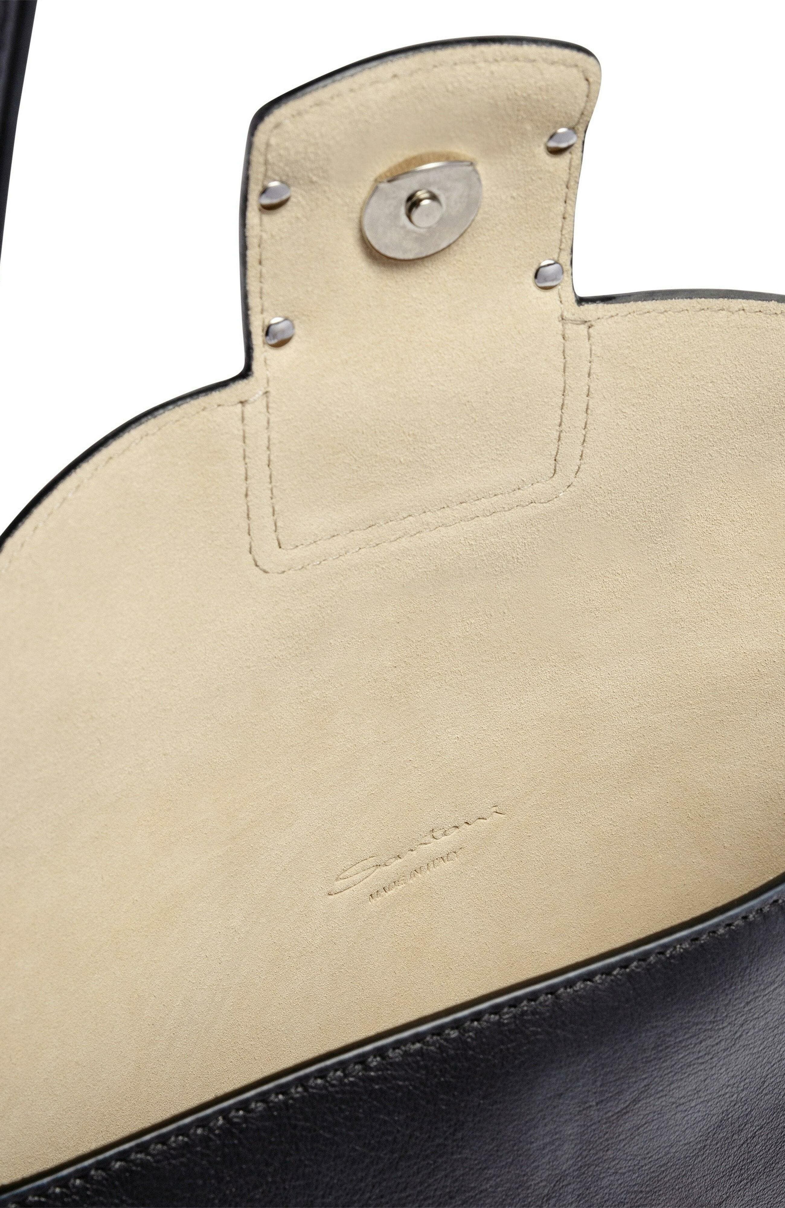 Santoni Leather shoulder bag, Alternate, color, Black