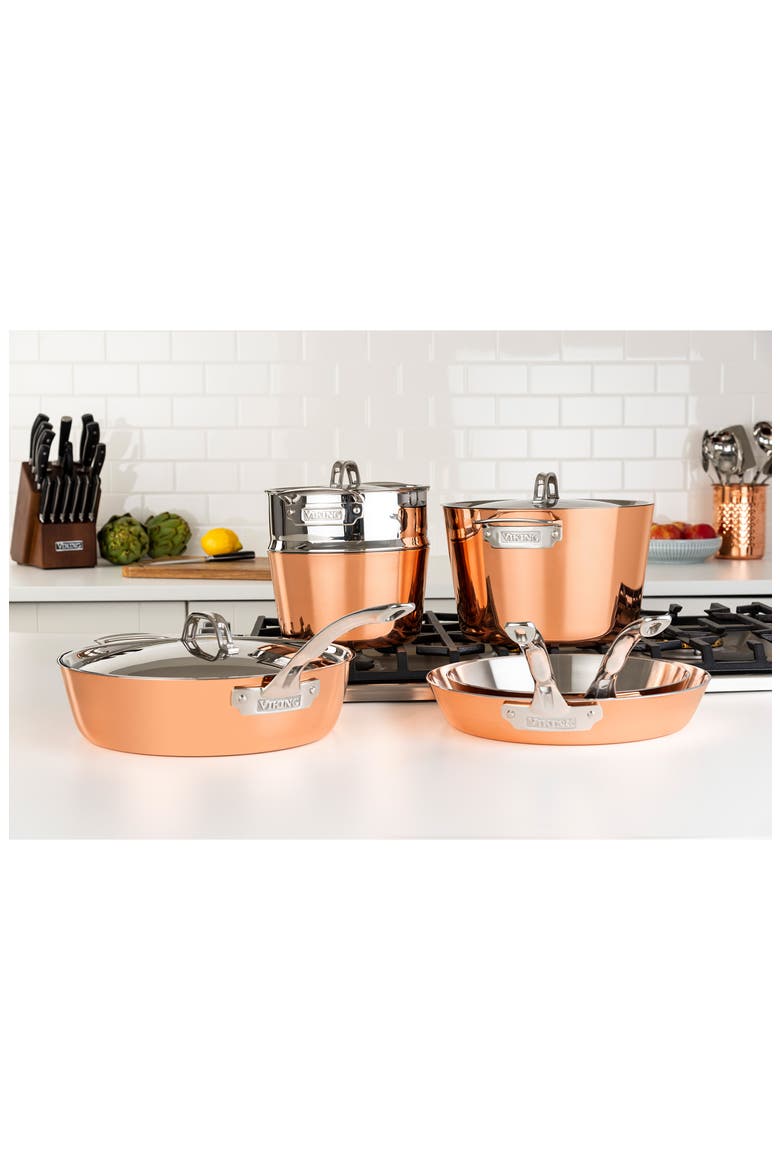 Contemporary 4-Ply Copper Clad 9-Piece Cookware Set, Alternate, color, COPPER
