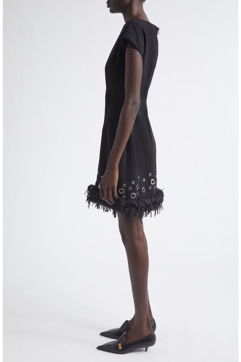 Grazziela Grommet Fringe Hem Minidress, Alternate, color, BLACK