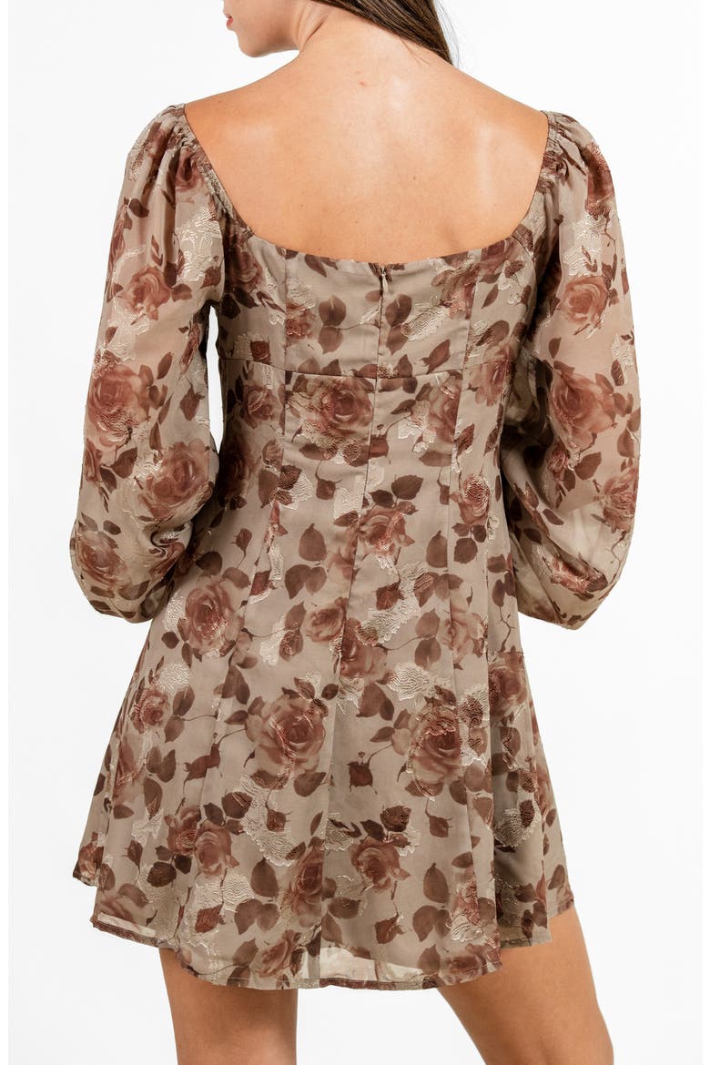 Sweetheart Jacquard Minidress, Alternate, color, MOCHA MOUSSE