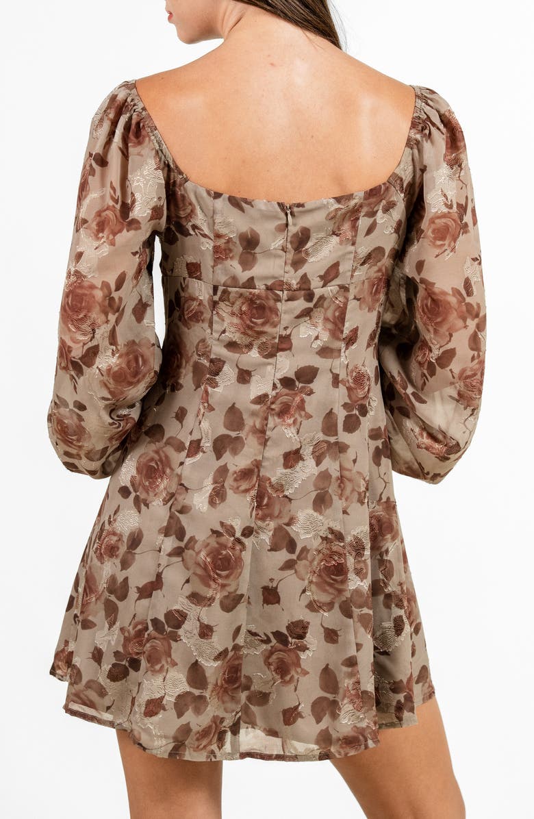 Beivy Sweetheart Jacquard Minidress, Alternate, color, Mocha Mousse