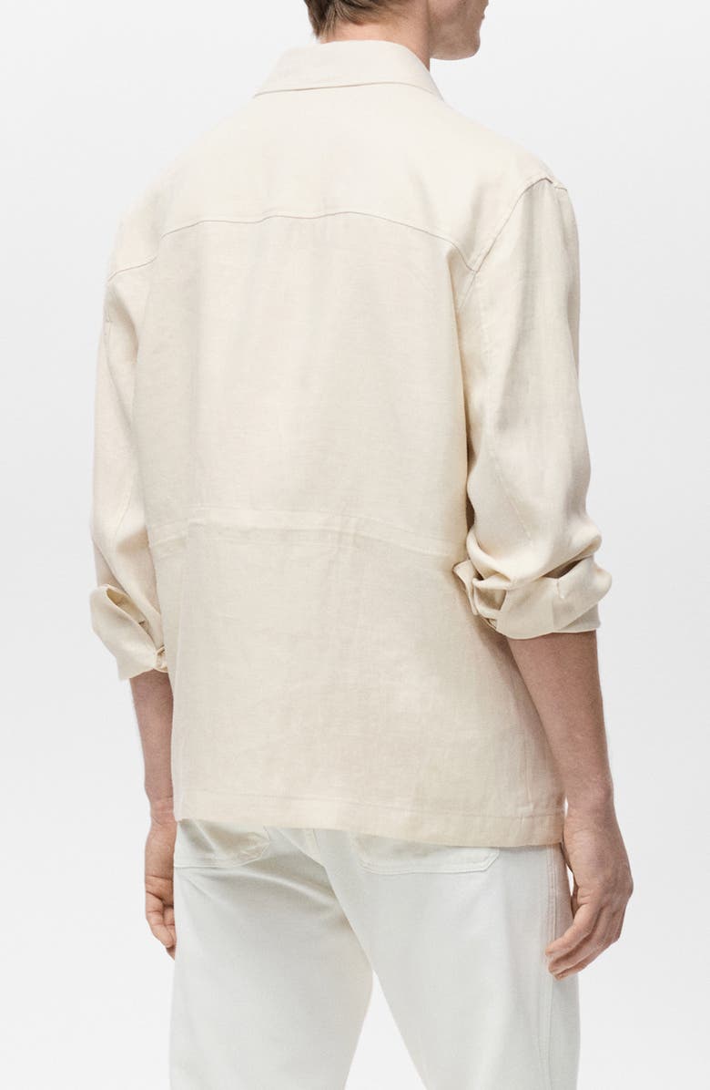 MANGO Linen Overshirt with Pockets, Alternate, color, Ivory White