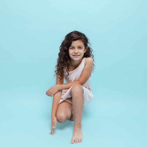 Norani Kids Organic Drop Waist Dress With Matching Biker Shorts In Pink Stripes