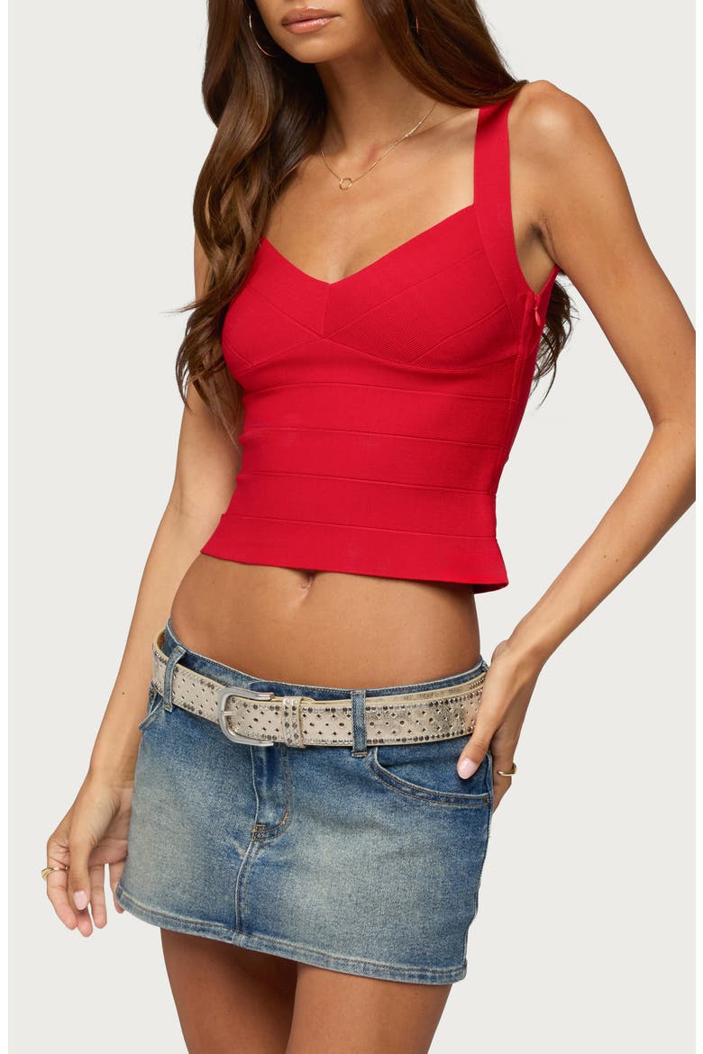 Ianthe Crop Bandage Tank, Alternate, color, RED