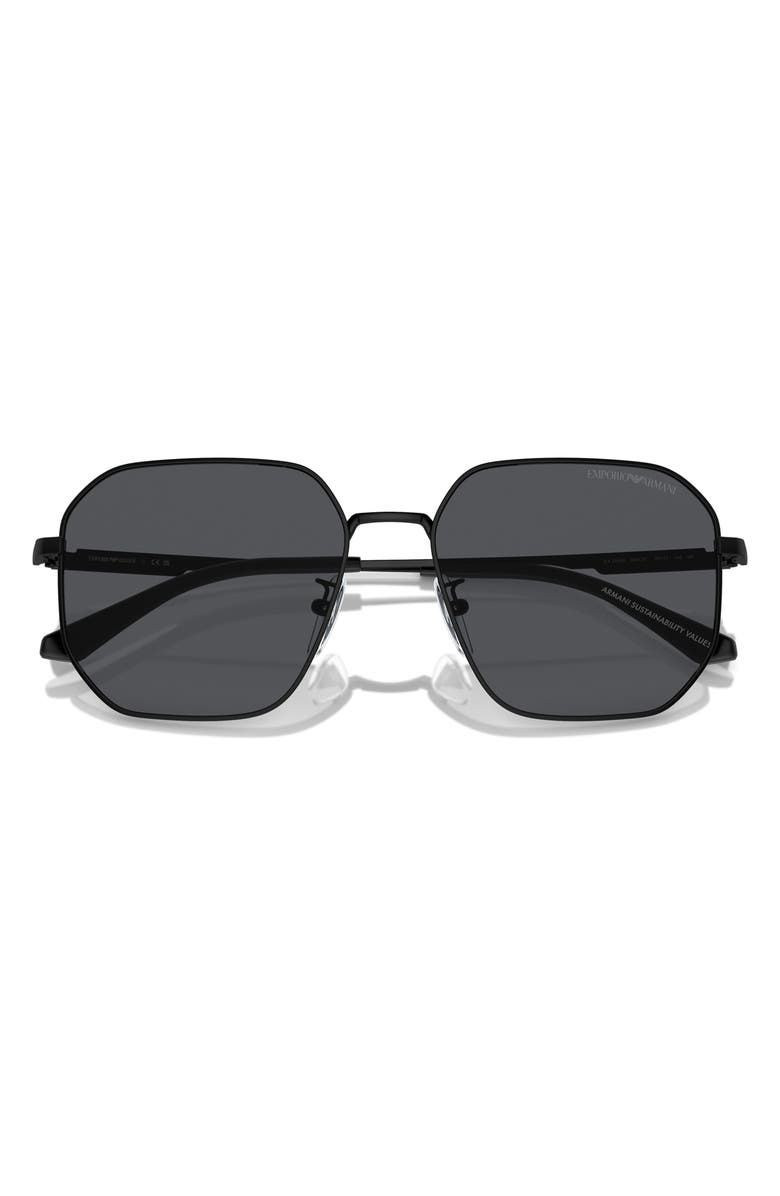 Emporio Armani 57mm Pilot Sunglasses, Alternate, color, Matte Black / Dark Grey