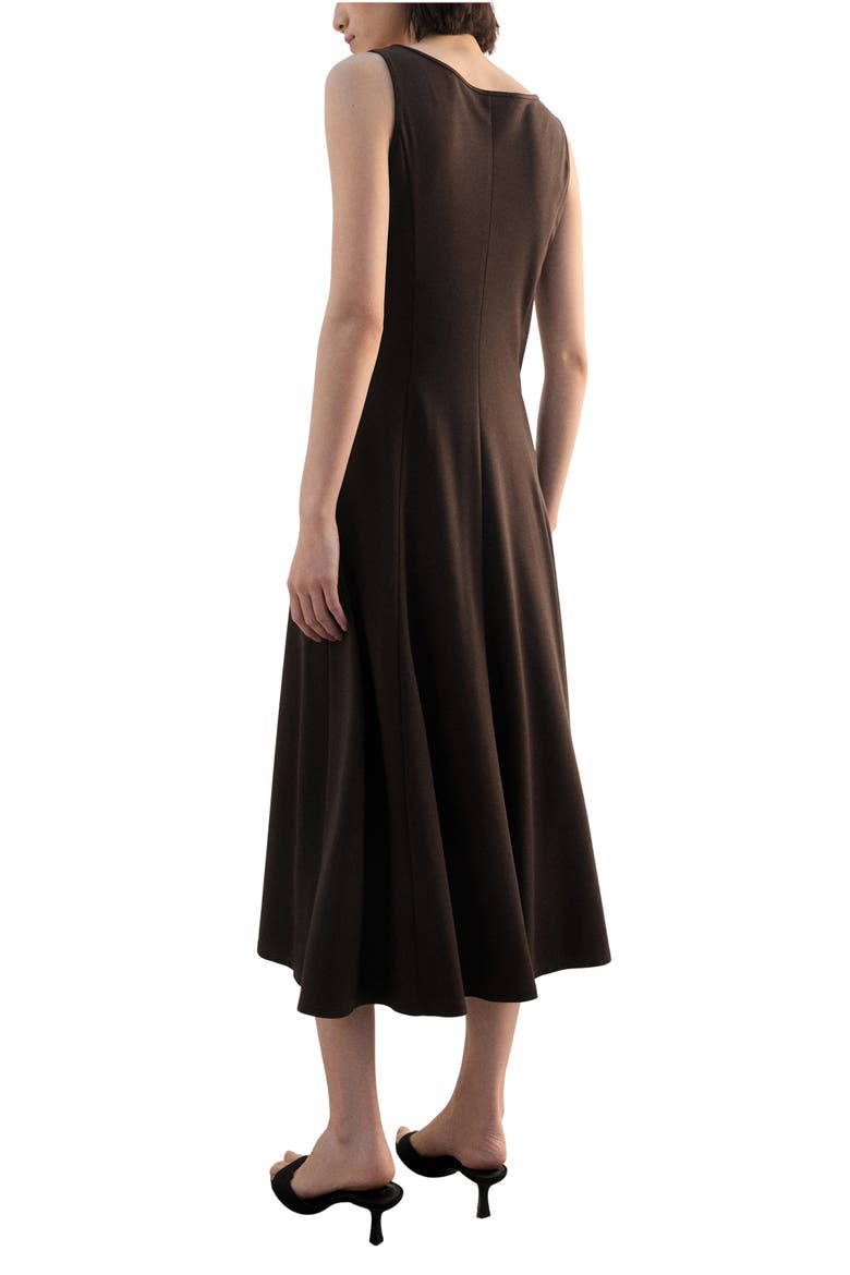 Sleeveless Midi Dress, Alternate, color, BROWN