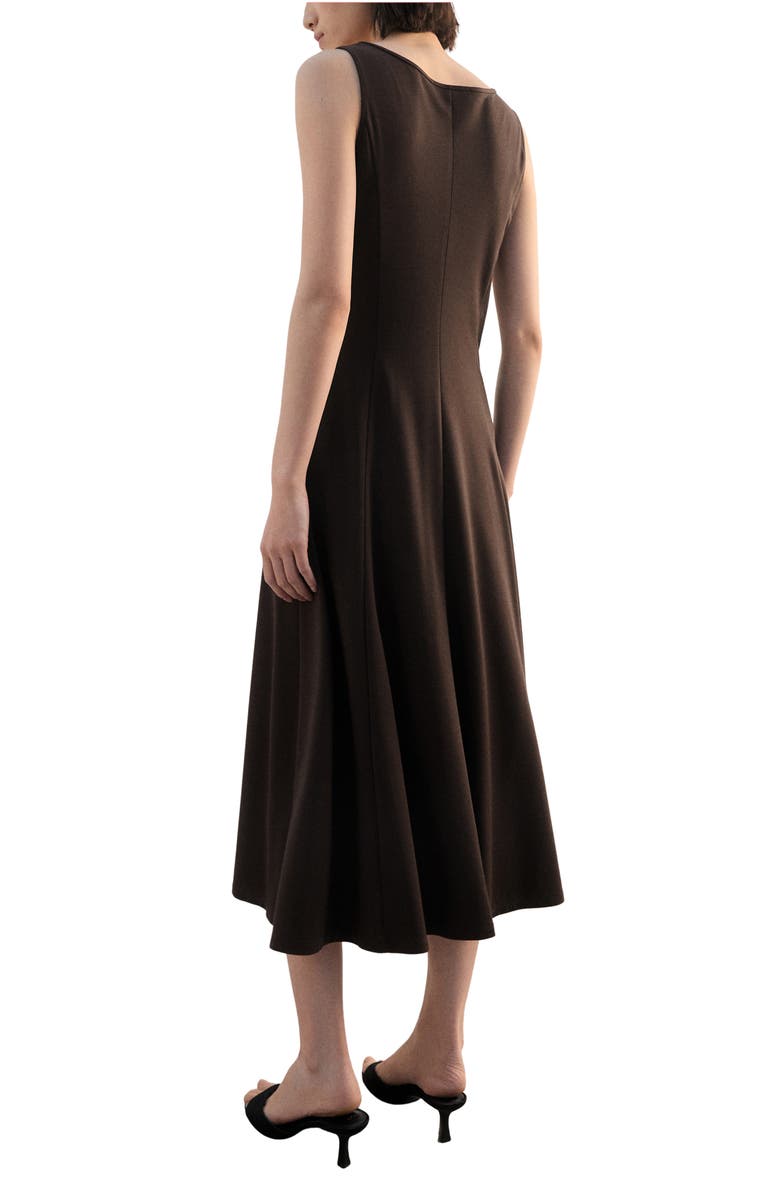 MANGO Sleeveless Midi Dress, Alternate, color, Brown