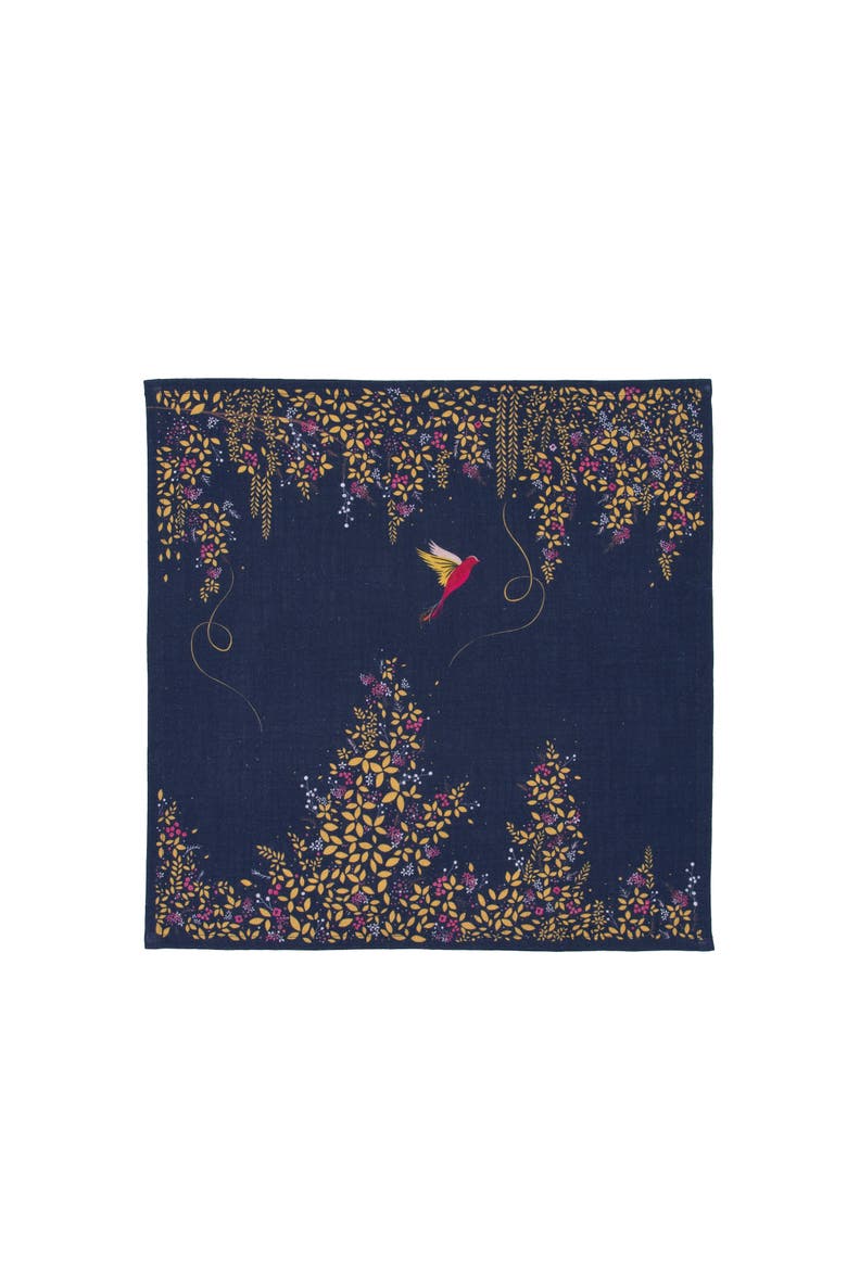 Navy Hummingbird Single Napkin, Alternate, color, Blue