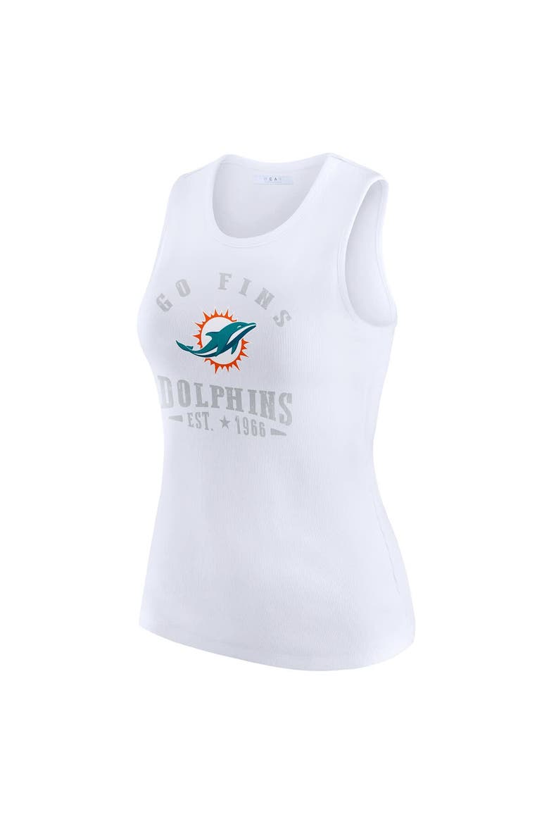 Women's WEAR by Erin Andrews  White Miami Dolphins Ribbed Graphic Tank Top, Alternate, color, White