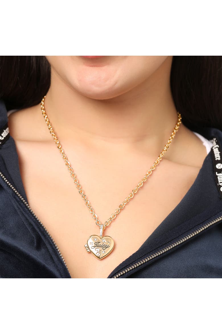 Gold-Tone Crystal Heart Locket Pendant Necklace, Alternate, color, Gold