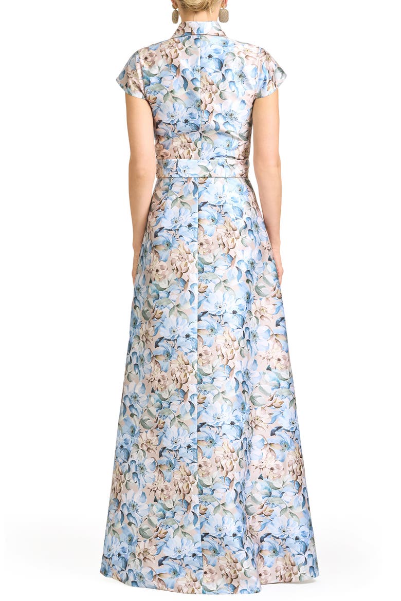 Etienne Floral Print Mikado Gown, Alternate, color, WATERCOLOR GERNAIUM