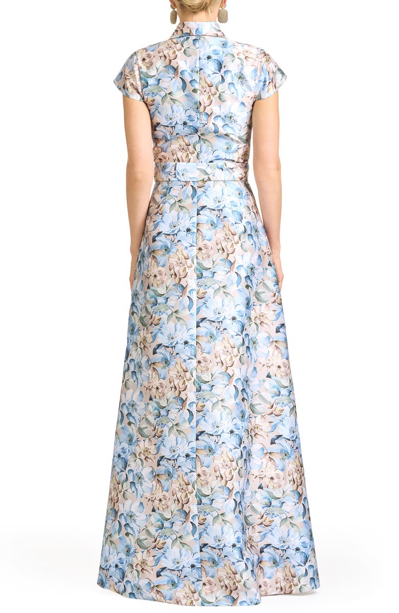 Sachin & Babi Etienne Floral Print Mikado Gown, Alternate, color, Watercolor Gernaium