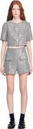 SANDRO Sequin houndstooth tweed shorts