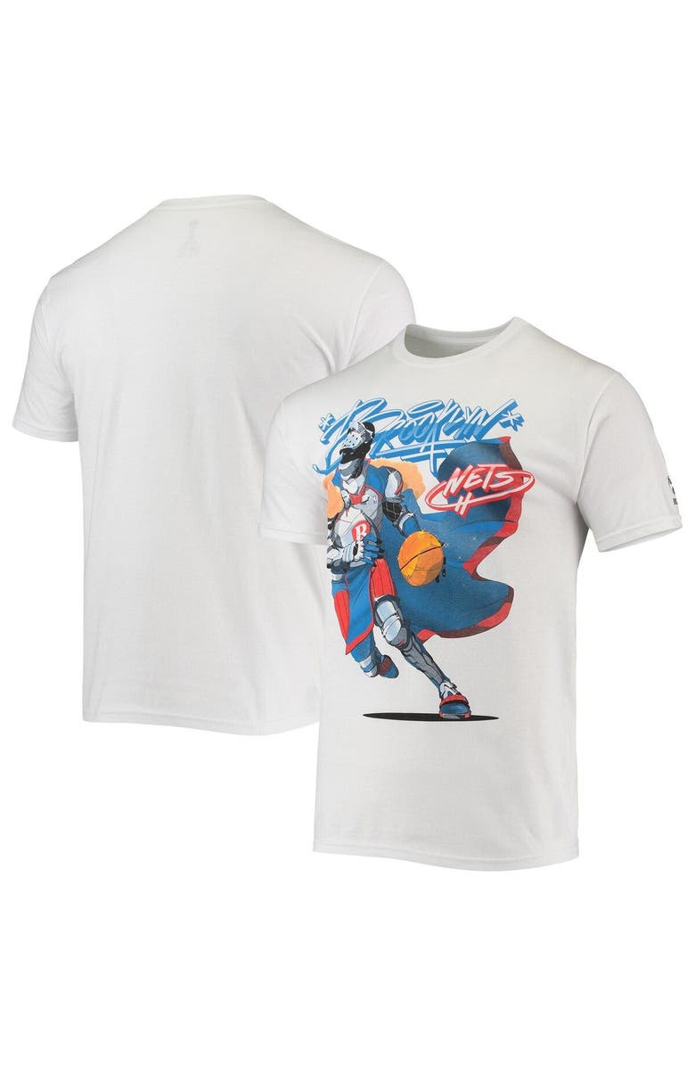 NBA X MCFLYY Men's NBA x McFlyy White Brooklyn Nets Identify Artist Series T-Shirt, Main, color, White
