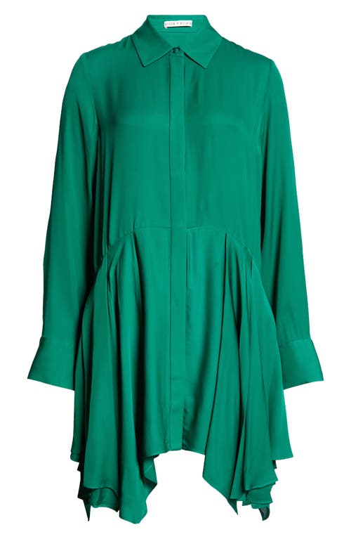 Alice And Olivia Alice + Olivia Avita Long Sleeve Asymmetric Shirtdress In Forest Green