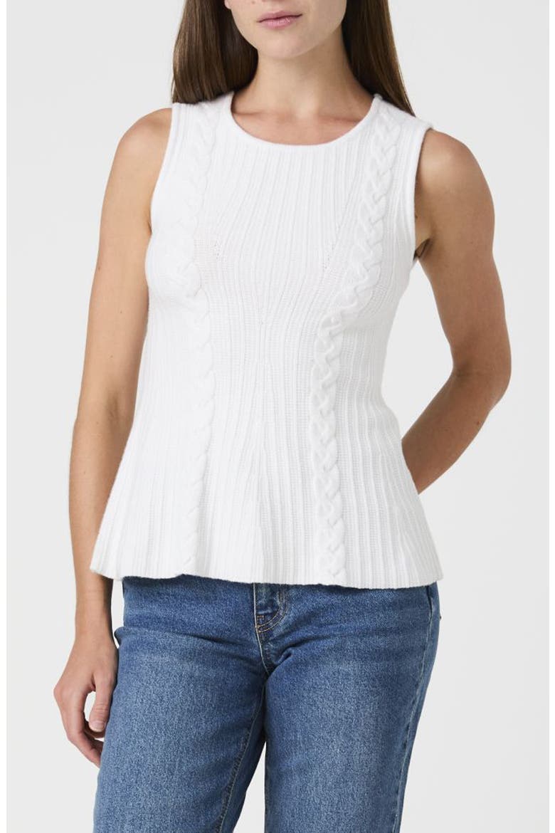 Cable Knit Peplum Sweater, Main, color, WHITE