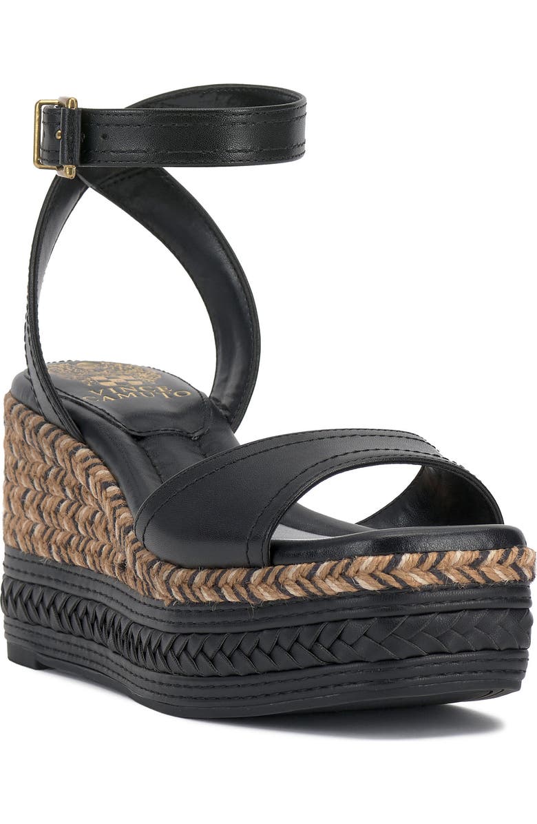 Vince Camuto Lilla Ankle Strap Platform Wedge, Main, color, Black
