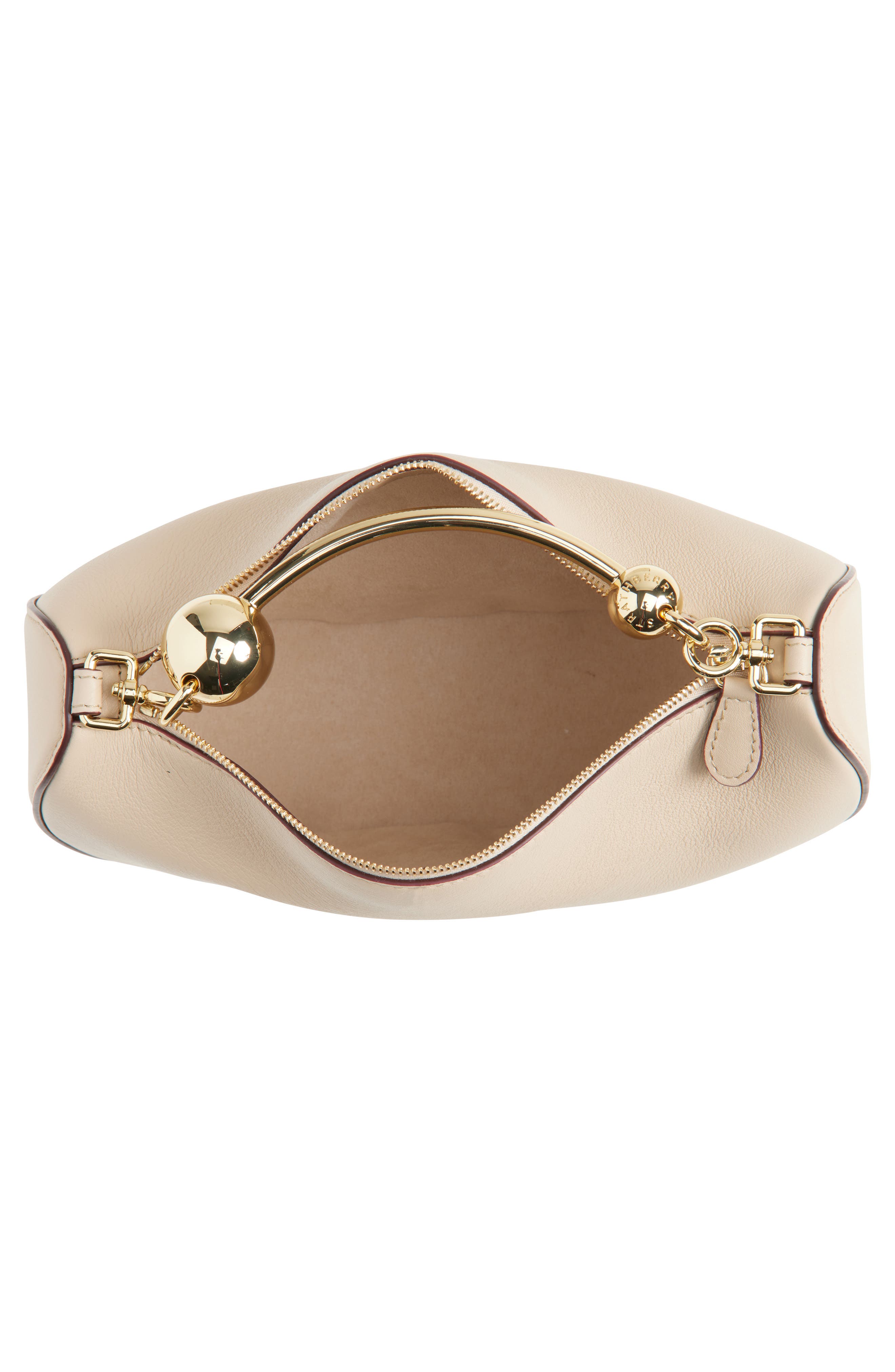 Strathberry Mini Crescent Moon Leather Shoulder Bag, Alternate, color, Oat