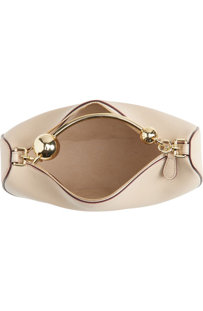 Strathberry Mini Crescent Moon Leather Shoulder Bag, Alternate, color, Oat