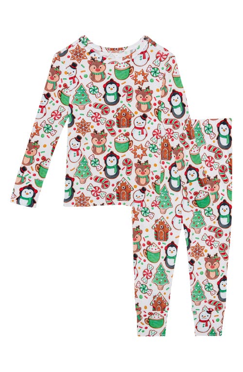 Posh Peanut Kids' Print Fitted Two-Piece Pajamas in Cookie Medley 