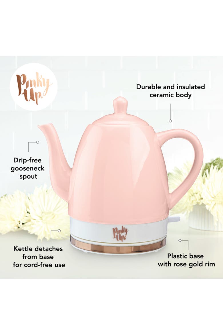 Noelle Ceramic Electric Tea Kettle, Alternate, color, Pink