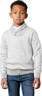 Hope & Henry Boys' Organic Intarsia Shawl Collar Sweater, Kids