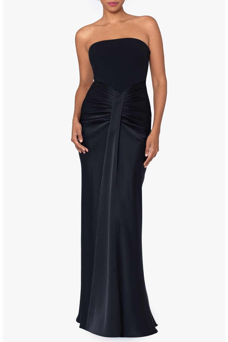 Strapless Satin Gown, Main, color, BLACK
