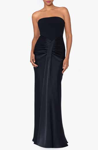 Betsy & Adam Strapless Satin Gown