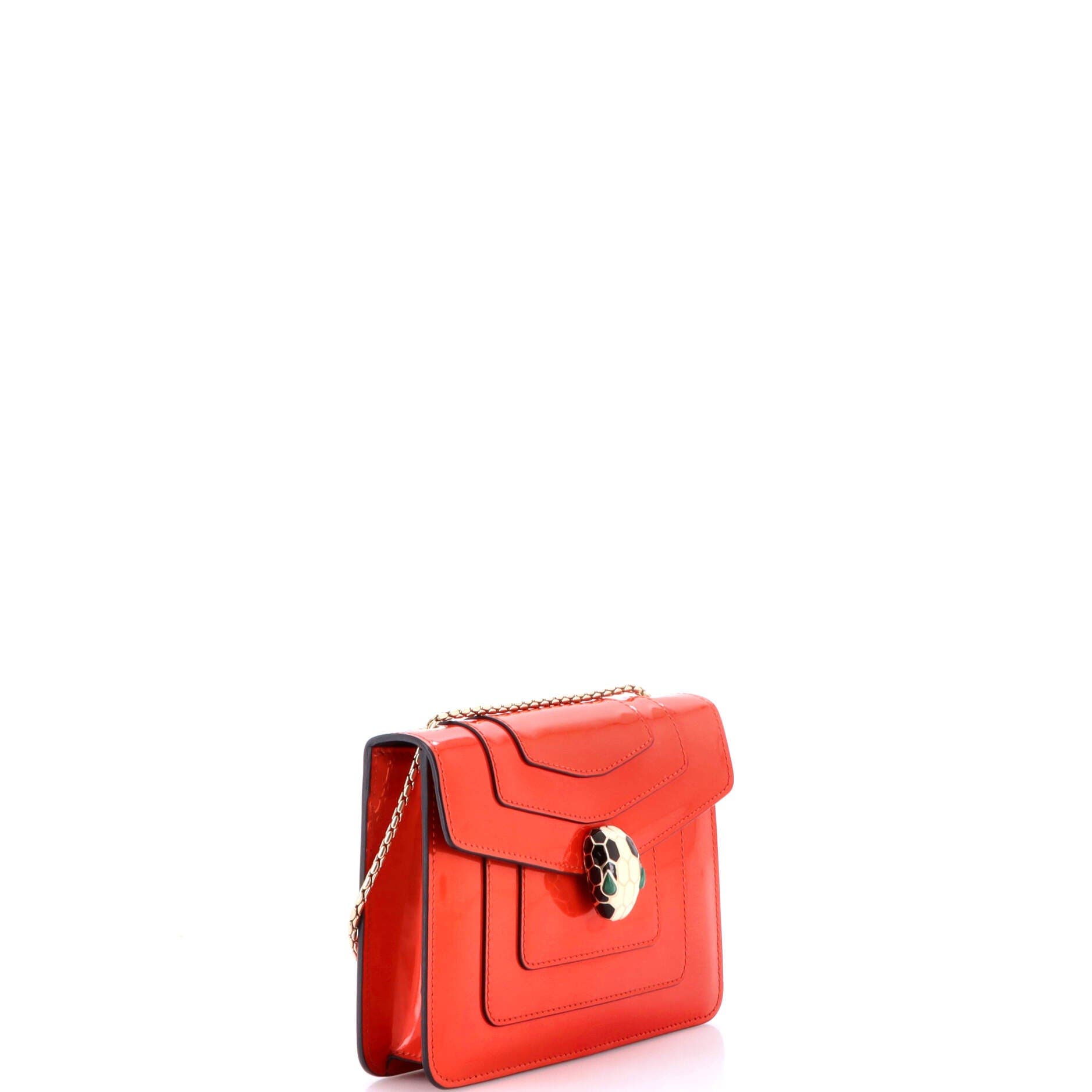 Serpenti Forever Square Shoulder Bag Metallic Leather Small, Alternate, color, Orange