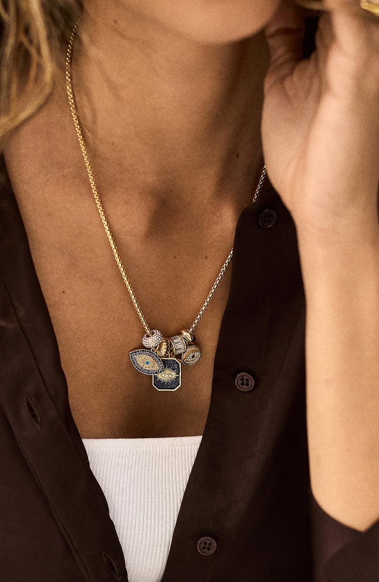 BaubleBar Evil Eye Charm Necklace, Alternate, color, Navy Multi