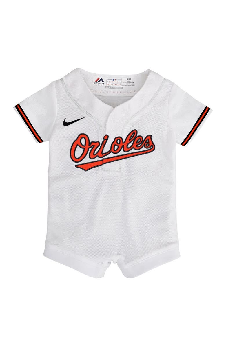 Nike Infant Nike White Baltimore Orioles Official Jersey Romper, Main, color,