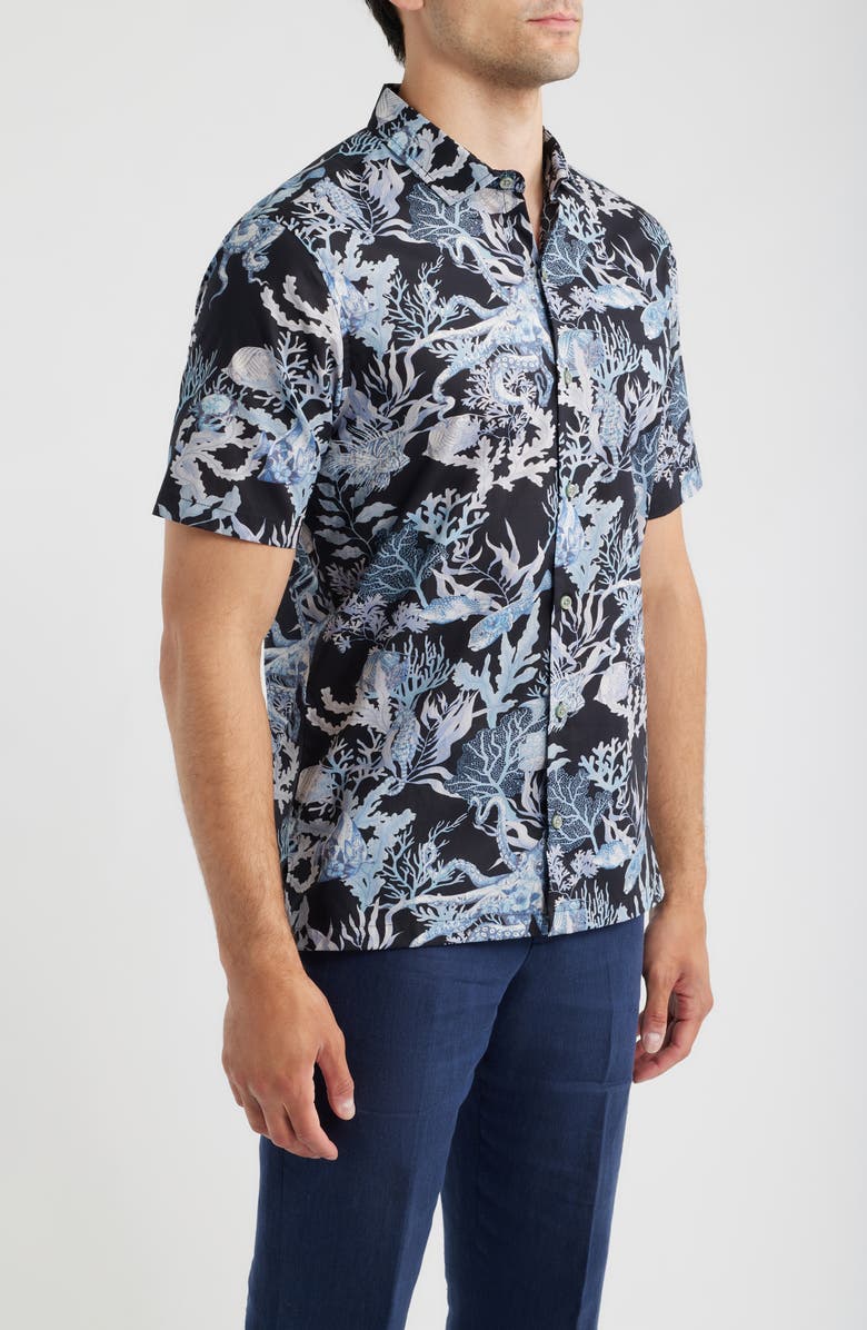 Tori Richard Octopuss Notched Collar Cotton Lawn Shirt, Alternate, color, Black