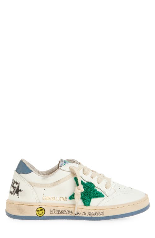 Golden Goose Kids' Ballstar Low Top Sneaker In White/green/light Blue