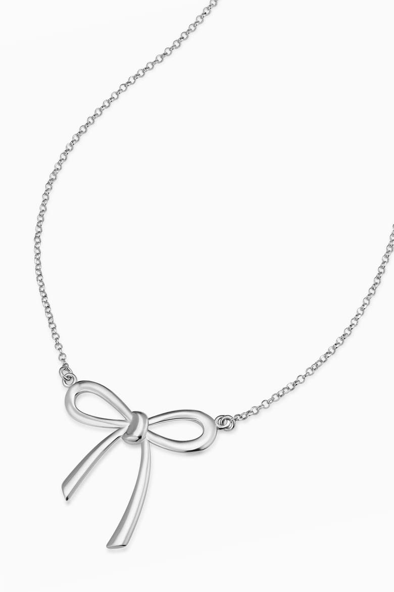 Sterling Silver Wrap Me Up Bow Pendant Necklace, Alternate, color, Silver