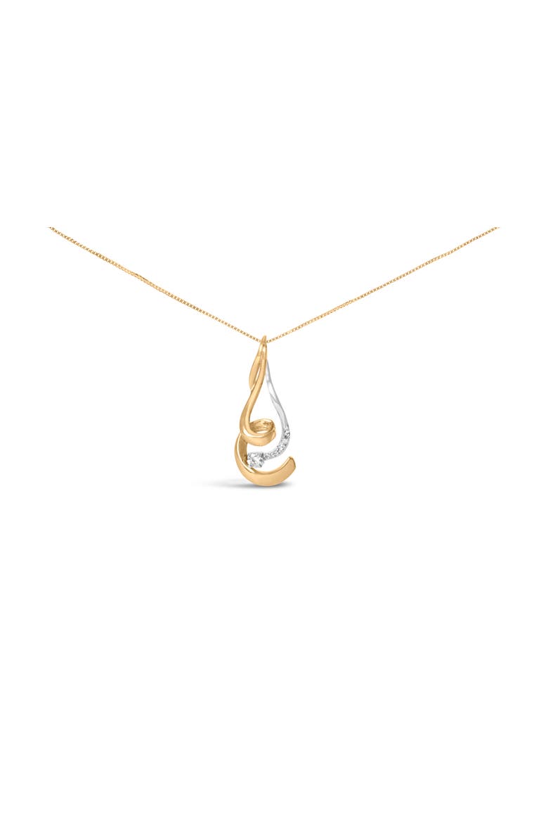 Espira 10K Two-Tone Gold 1/10 cttw Round Cut Diamond Swirl Pendant Necklace, Main, color, Yellow