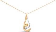 Haus of Brilliance Espira 10K Two-Tone Gold 1/10 cttw Round Cut Diamond Swirl Pendant Necklace
