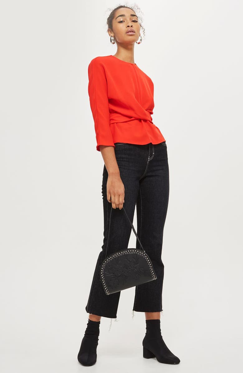 Topshop Wrap Waist Top, Alternate, color,
