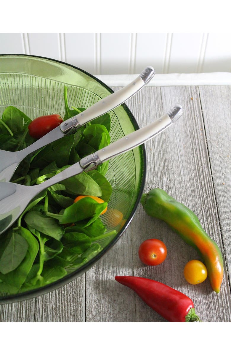 FRENCH HOME 2-Piece Laguiole Faux Ivory Salad Servers, Alternate, color, Ivory