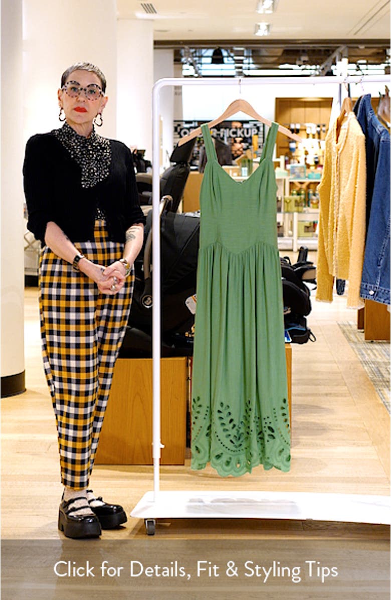 Eyelet Drop Waist Cotton & Linen Sundress, sales video thumbnail