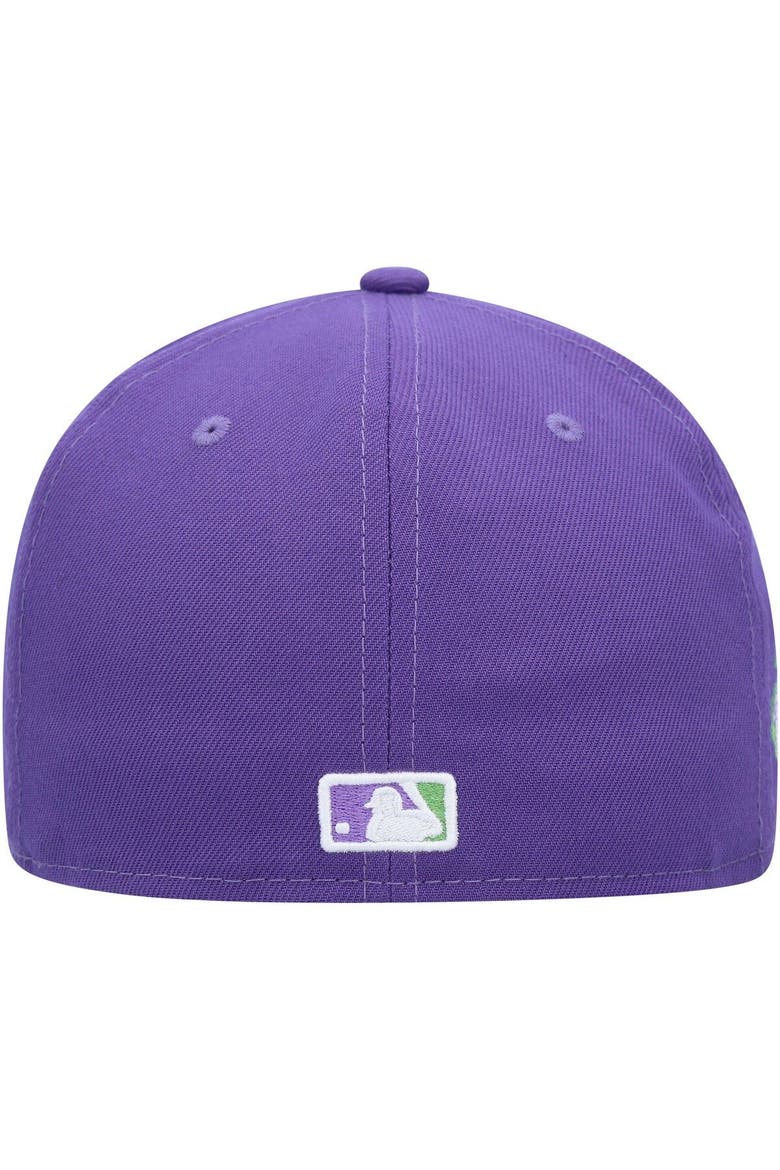 Men's New Era Purple Los Angeles Dodgers Lime Side Patch 59FIFTY Fitted Hat, Alternate, color, Purple