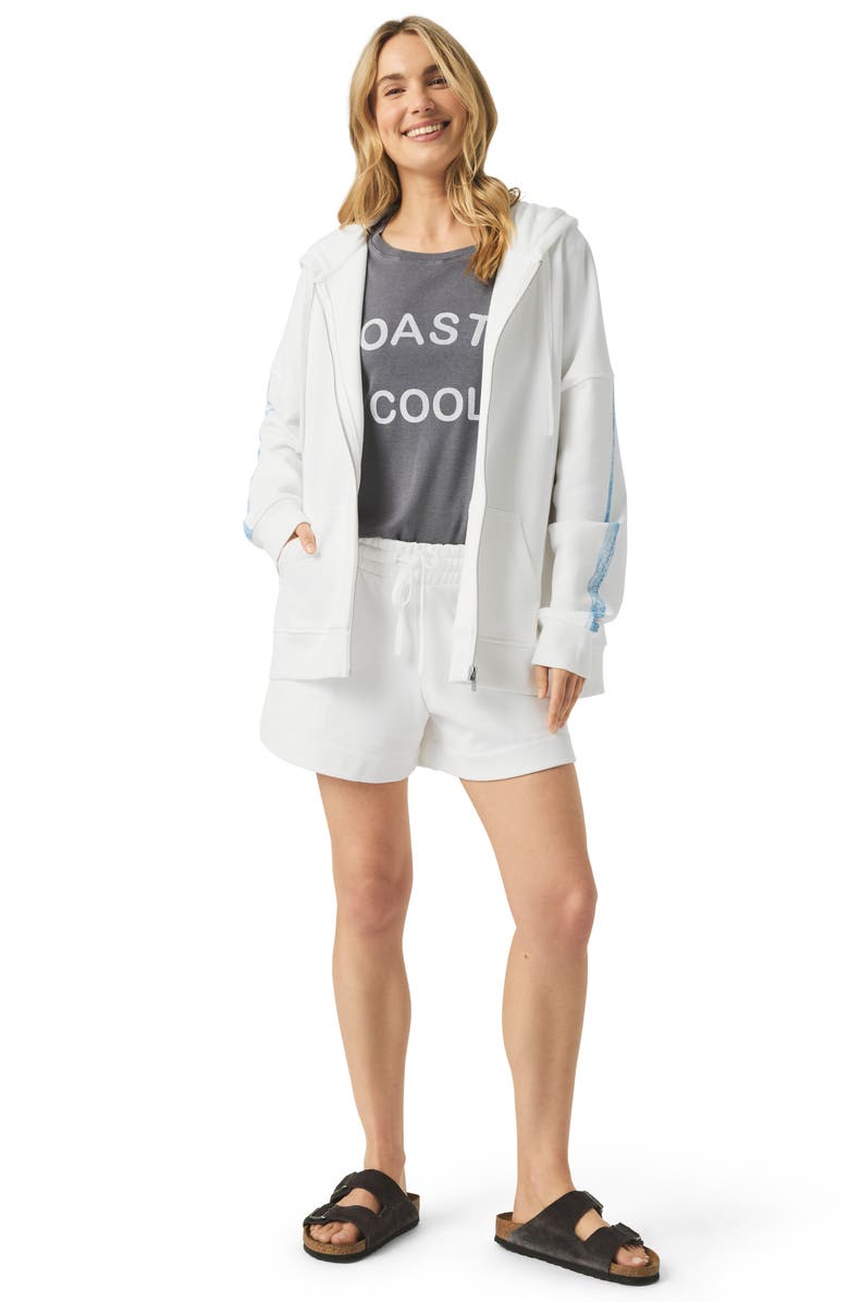 Splendid Cotton Terry Cloth Graphic Zip-Up Hoodie, Alternate, color, 