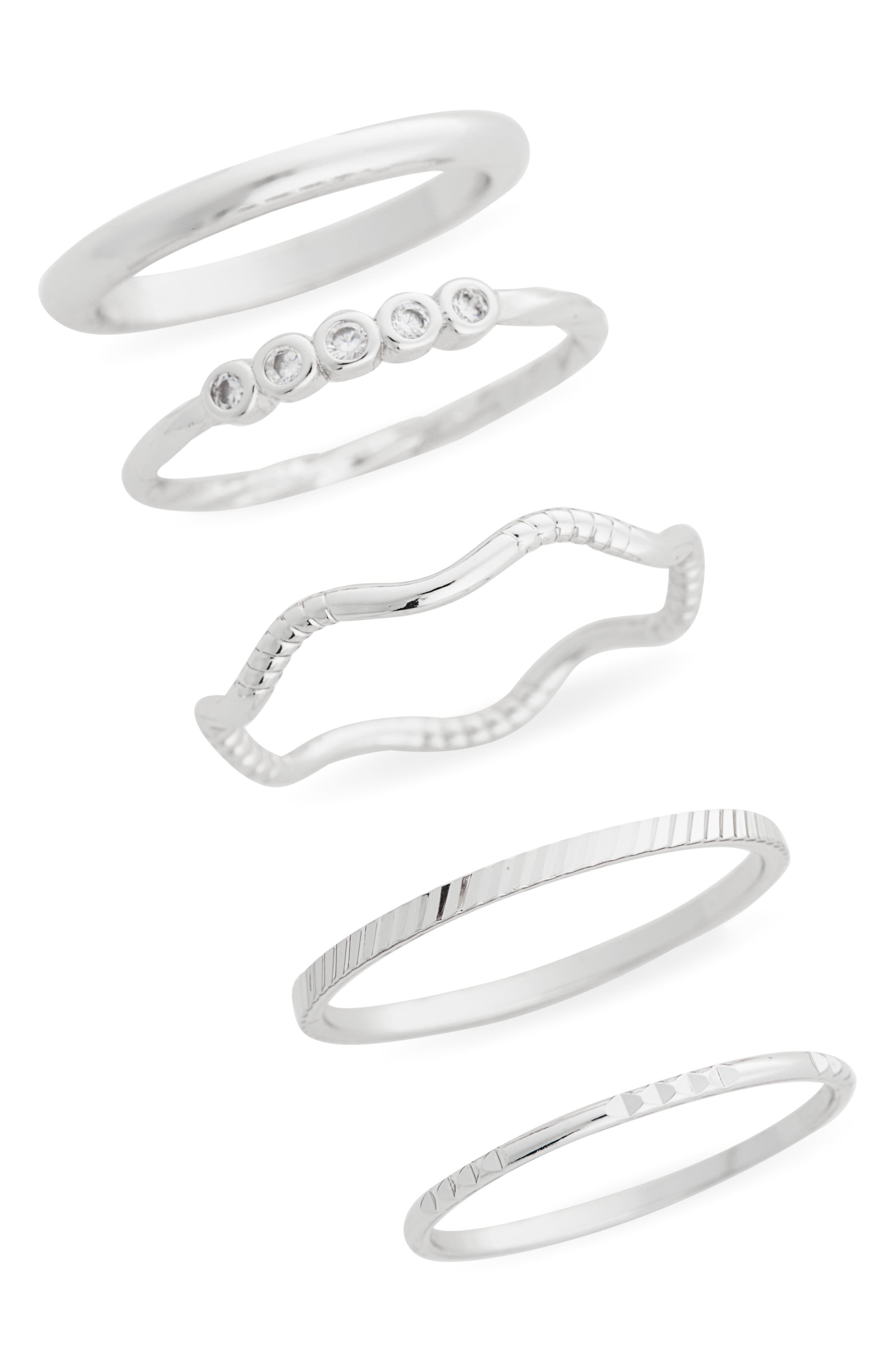 NORDSTROM RACK Set of 5 Skinny Texture Band Rings
