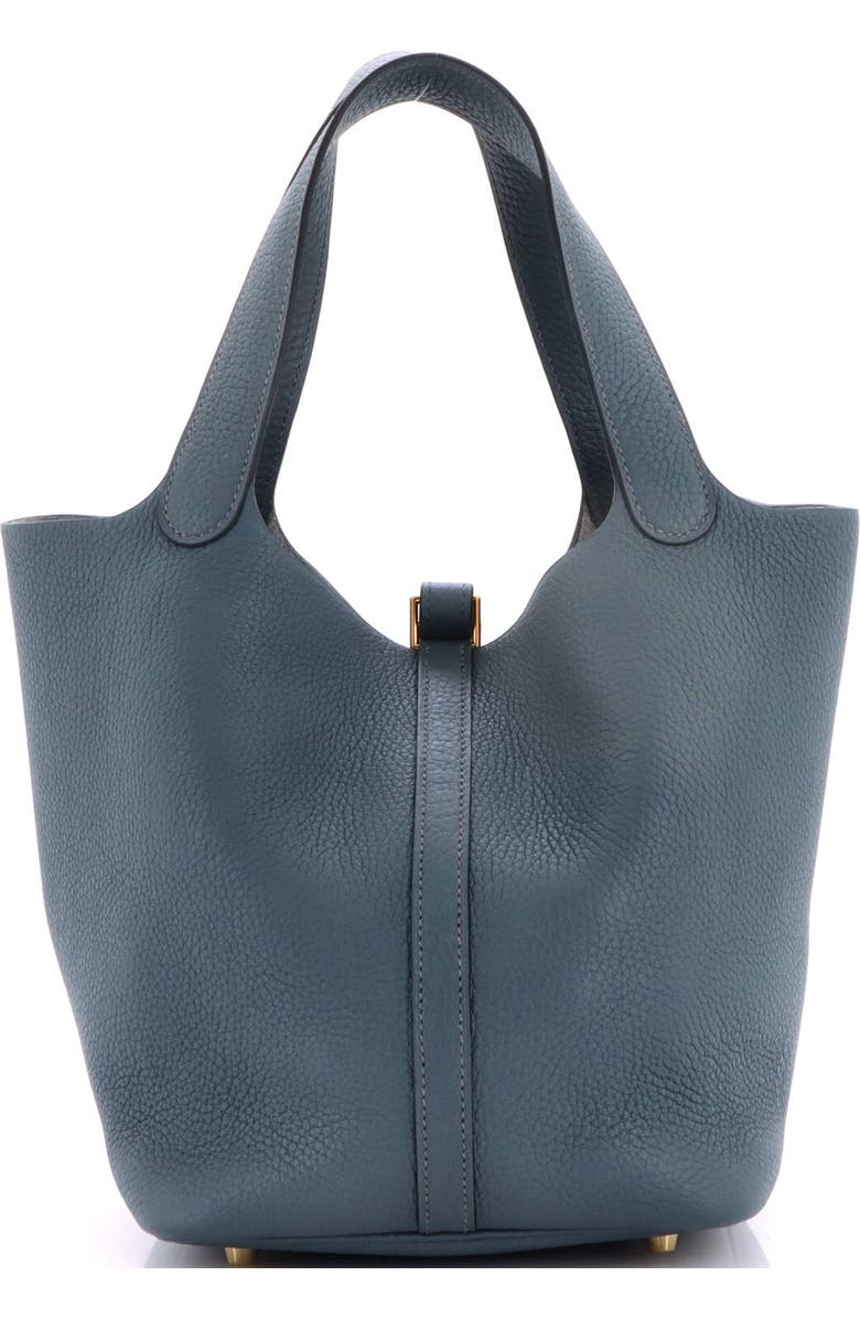 Pre-Owned Hermes Picotin Lock Bag Clemence MM, Alternate, color, Bleu Orage