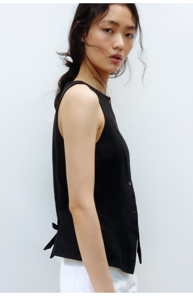 H&M Linen-blend vest, Alternate, color, Black