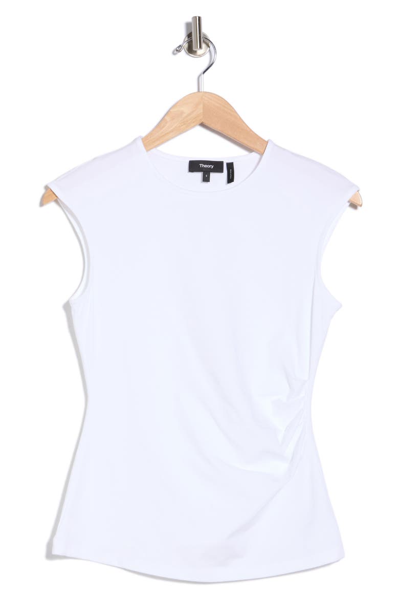 Cap Sleeve Pleated Top, Alternate, color, WHITE
