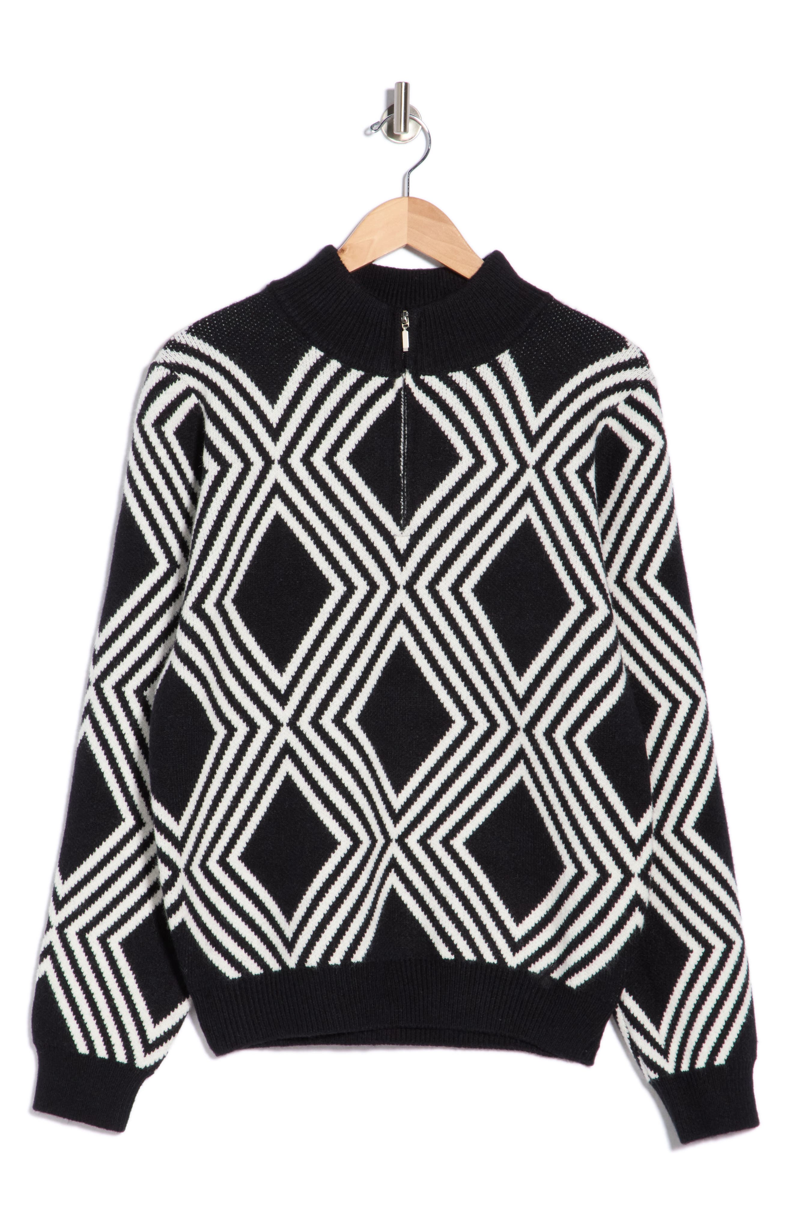 T.R. PREMIUM Geometric Quarter Zip Mock Neck Sweater (Men) | Nordstromrack